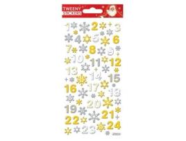 Adesivos de espuma 3D para calendário do advento - números e flocos de neve Global Gift