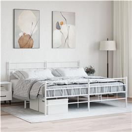 vidaXL Estrutura de cama com cabeceira e pés 200x200 cm metal branco