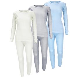 3 peças de roupa interior térmica para senhora | Creme/Cinza/Azul claro