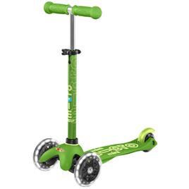 TROTINETE CRIANÇA MICRO MINI DELUXE LED VERDE 3 RODAS DESTACÁVEL