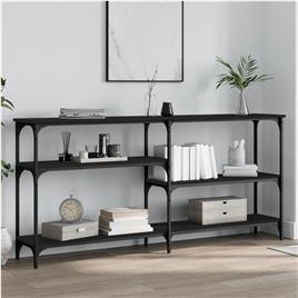 vidaXL Mesa consola 160x29x75 cm derivados de madeira preto