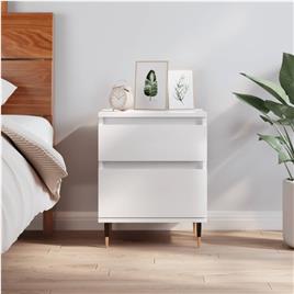 vidaXL Mesa de cabeceira 40x35x50cm derivados madeira branco brilhante
