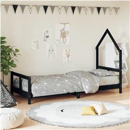 vidaXL Estrutura de cama infantil 80x200 cm pinho maciço preto
