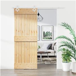 vidaXL Porta de correr com ferragens 80x210 cm madeira de pinho maciça