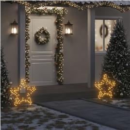 vidaXL Decoração estrela de Natal c/ luz e estacas 80 luzes LED 60 cm