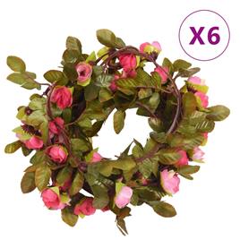 vidaXL Grinaldas de flores artificiais 6 pcs 215 cm rosa