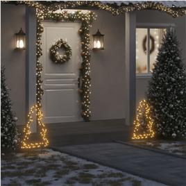 vidaXL Decoração árvore de Natal c/ luz e estacas 80 luzes LED 60 cm