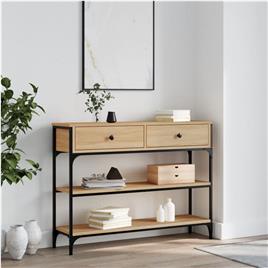 vidaXL Mesa consola 100x25x75 cm derivados de madeira carvalho sonoma