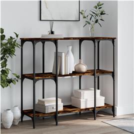 vidaXL Mesa consola 102x35x90 cm derivados de madeira carvalho fumado