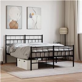vidaXL Estrutura de cama com cabeceira e pés 120x200 cm metal preto