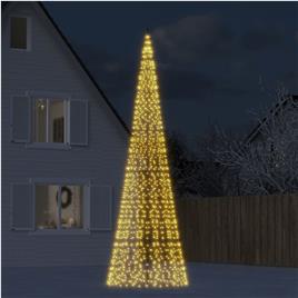 vidaXL Árvore Natal c/ luz mastro bandeira 1534LED 500cm branco quente