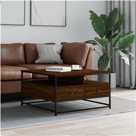 vidaXL Mesa de centro 80x80x45 cm derivados madeira carvalho castanho