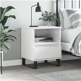 vidaXL Mesa de cabeceira 40x35x50cm derivados madeira branco brilhante