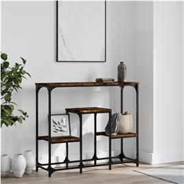 vidaXL Mesa consola 89,5x28x76 cm derivados de madeira carvalho fumado