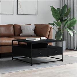 vidaXL Mesa de centro 80x80x45 cm derivados de madeira preto