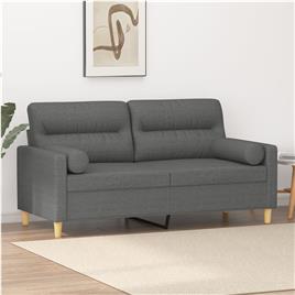 vidaXL Sofá 2 lugares +almofadas decorativas 140cm tecido cinza-escuro