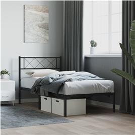 vidaXL Estrutura de cama com cabeceira 100x200 cm metal preto