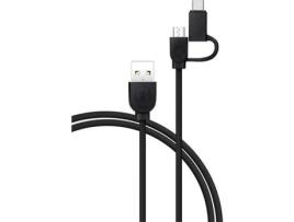 Cabo 2 em 1 Usb BIGBEN CONNECTED A/Micro Usb & Usb C 1,2 M Preto