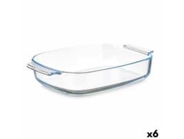 Recipiente de Cozinha com Pegas Transparente Vidro de Borosilicato 3,8 L 38x6,5x25,4 cm 6 Unidades