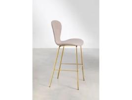 SKLUM Banqueta Alta Estofada Uit Poliéster Nudez Castanho Claro Dourado 76 cm