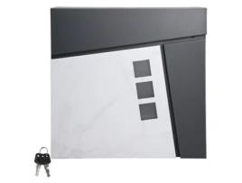 Caixa de correio 37x36,5x11 cm antracite/mármore branco com aspecto de aço ML-DESIGN