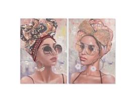 Pintura HOME ESPRIT Colonial Africana 70x3x100 cm 2 Unidades