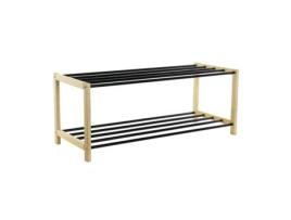Sapateira HOME ESPRIT Preto Aço Pinheiro 80x31x32 cm