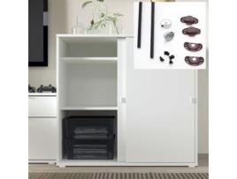 Sistema de ferragens para portas deslizantes de objectos - Calha de 2 metros - Altura máxima de 120 cm (1 porta, ferragem standard, cor preta)