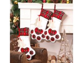 Meia de Natal para Cães de Estimação Vermelha e Branca Pendurada com Pata Grande para Decorações de Natal 18 X 11 Polegadas -2Pack