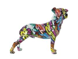 Figura de Cão em Resina com Grafite Multicolorido