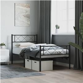 vidaXL Estrutura de cama com cabeceira e pés 75x190 cm metal preto