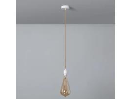 Candeeiro de Teto LEDKIA com Cabo Têxtil Natural e Branco Natural (162x10 cm)