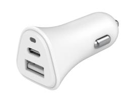 Carregador de Carro JUST GREEN Duplo Reciclável Usb-Pd Ac 37W Branco