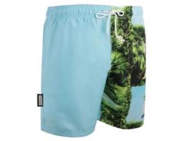 GUGGEN MOUNTAIN Zm1601 Calção de Banho Masculino com Palmeiras (Verde - X-L)