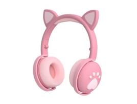 Auscultadores Bluetooth Redução de ruído de ouvido de gato para jogos estéreo  jogos de computador rosa