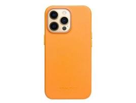 Capa para iPhone 13 Pro Max QIALINO Pele Sintética Laranja