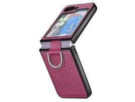 Capa para Samsung Galaxy Z Flip 5 5G JUNSUNMAY Pele Sintética Anti-Choque Roxo