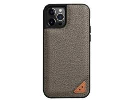 Capa para iPhone 13 Pro Max MELKCO Pele Sintética Anti-Choque Cinzento
