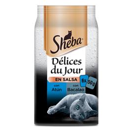 Délices Du Jour Comida Húmida para Gatos Adultos Seleção de Peixe Multipack 6X50 G SHEBA