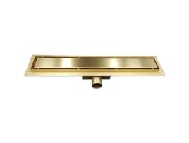 Painel de Dreno Linear para Chão de Casa de Banho em Aço Inoxidável Dourado de 90 cm