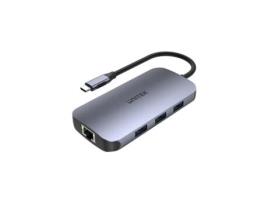 Hub Usb UNITEK D1071A Preto Prateado