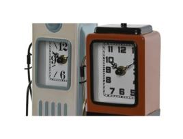 Tafelklok HOME ESPRIT Azul Laranja Metal Cristal Vintage 12 X 7,5 X 32 Cm 2 Unidades