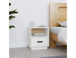 MAISON EXCLUSIVE Mesa de Cabeceira 40X34X45 cm Madeira de Pinho Maciça Branco