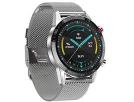 Relógio Smartwatch Masculino L-13 Prateado Bracelete Metal LEMFO