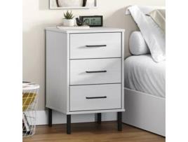 MAISON EXCLUSIVE Mesa Cabeceira com Pernas de Metal Oslo Pinho Maciço Branco