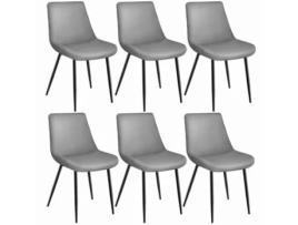 6 Cadeiras de Jantar Monroe em Veludo TECTAKE 59 x 48 x 82.5 cm