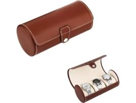 Estojo para Smartwatch MACYLCH Organizador de Viagem e Exibição de Joias/3 Relógios com Suporte Almofada Castanho