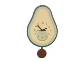 Relógio de Parede Abacate Original Relógio de Parede Silencioso 38 X 20 Cm Relógio de Pêndulo em Madeira e Abs 1 Pilha Aa FISURA