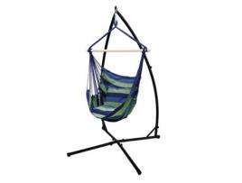 Cadeira Suspensa com Moldura e Almofada Azul/Verde Feita de Algodão Carregável Até 120 kg