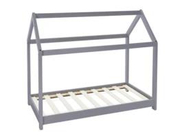Berço com Telhado e Estrutura de Ripas 70X140 Cm Pinho Cinzento Claro ML-DESIGN